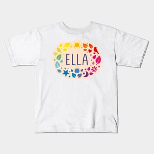 Ella name with colorful leaves Kids T-Shirt